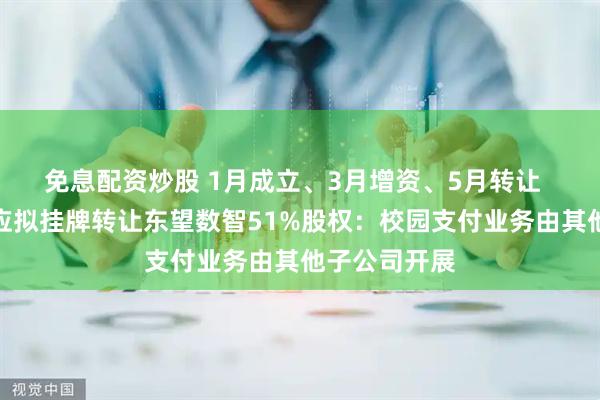 免息配资炒股 1月成立、3月增资、5月转让  东望时代回应拟挂牌转让东望数智51%股权：校园支付业务由其他子公司开展